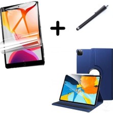 Marmara Avm iPad Pro 11 1. 2. 3. 4. Nesil Uyumlu Kılıf, Dönen Tablet Kılıfı Ekran Koruyucu+Kalem, Lacivert