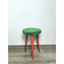 Maison Luré Peluş Puf Dekoratif Ahşap 3 Ayaklı Tabure Yumuşacık Oturak Puf & Bench