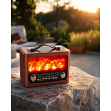 Teknodayım Taşınabilir Şömine Görünümlü Bluetooth Hoparlör – Solar Şarjlı, Alev Işıklı, 7W Ses
