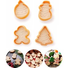 Marmara Avm Yılbaşı Şekilli Çam Ağacı Basmalı Kurabiye Kalıbı, Gingerbread Man Desenli, Konsept 1, Krem-Turuncu