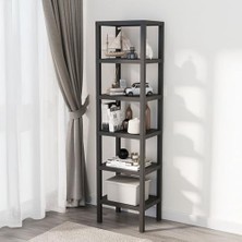 Marmara Avm 6 Katlı Köşe Rafı, Banyo, Mutfak ve Kiler Için Yer Tasarruflu Organizer, Çok Amaçlı Plastik Raf, 3 Farklı Renk Seçeneği (38X29X152 Cm) Dikey ve Yatay Kullanım (Siyah)