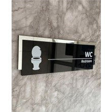 Marmara Avm Silver Aynalı Parlak Siyah Seri Wc Tuvalet Kapı Isimliği Kendinden Yapışkanlı Yönlendirme Levhası
