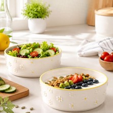 Lexroo 2'li Seramik Kase Seti 400 Ml, 15 cm Salata Kasesi, Kahvaltılık Yoğurt Çorba ve Meze Kasesi