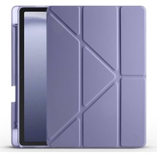 Lexroo Galaxy ile Uyumlu Tab A9 Kılıf Tri Folding Kalem Bölmeli Standlı Kılıf Mor