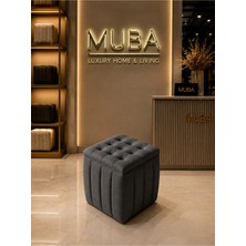 Maison Luré Sezon Ithal Belora Kumaş Puf 40X40 cm Ultra Yumuşak Lüks Dokulu Puf & Bench