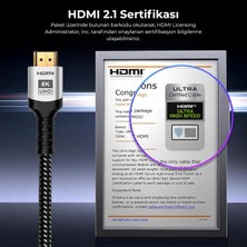Lexroo Ultra Sertifikalı HDMI 2.1 Kablo, 8K@60Hz, 4K@240Hz, 48 Gbit/s, HDMI Sertifikalı - 2 Metre