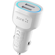 Lexroo Cc-01 Hızlı Şarj Özellikli LED Işıklı Dual USB Araç Şarj Başlığı 18W - Beyaz
