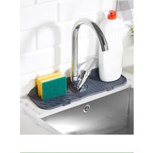 Lexroo Elastik Musluk Mat Su Tutucu Düzenleyici Silikon Kaydırmaz Mutfak Banyo Lavabo Tezgah Üstü