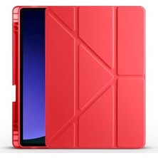 Marmara Avm Galaxy Tab S9 Fe ile Uyumlu Tri Folding Kalem Bölmeli Standlı Kılıf, Kırmızı 3
