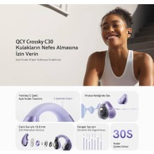 Lexroo C30 (QT33) Crossky Kablosuz Küpe Kulaklık 4 Mikrofon Enc Ipx5 Bluetooth 5.4 Beyaz