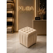 Maison Luré Ithal Belora Kumaş Puf 40X40 cm Ultra Yumuşak Lüks Dokulu Puf & Bench