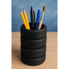 Lexroo Gerçek Lastik Desenli Kalemlik | Ebatlar: 8,5 cm x 10 cm | Yüksek Kalite 3D Baskı