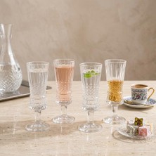 Lexroo 4'lü Kristal Kesim Ayaklı Cam Kadeh Seti