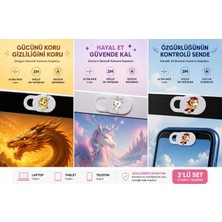 Lexroo Kamera Kapatıcı 3'lü Set, 3 Farklı Karakter Tasarımlı Ultra Ince 1 mm Sürgülü Webcam Cover
