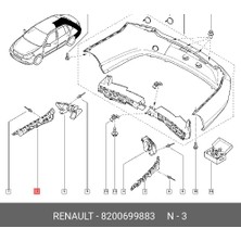 BSG Renault Clio Thalia 2000- Tampon Braketi Arka Sağ (Oem NO:8200699883)