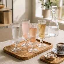 Lexroo 4'lü Çizgili Ayaklı Cam Kadeh Seti