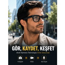 Lexroo Siyah Bluetooth Akıllı Kamera Gözlüğü Fotoğraf Video Ses Kayıtlı Aı Sesli Asistanlı Manyetik