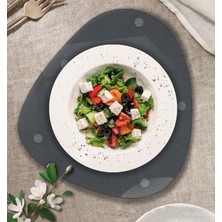 Lexroo Cam Tabak | Kahvaltı Tabağı | Cam Supla | 2'li Takım | 32CM x 35CM | (Füme Cam)