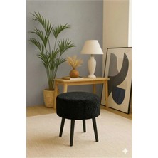 Maison Luré Dekoratif Puf Koltuk Teddy Kumaş Siyah Çok Amaçlı Puf Ayak Puf & Bench