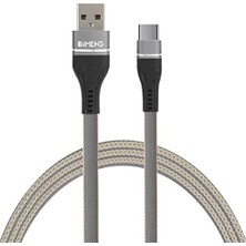 Marmara Avm Usb-A - Type-C 3.1A Örgülü Hızlı Şarj ve Veri Kablosu, ML108, Gri
