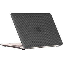 Lexroo Macbook 13.3' Pro 2020 A2338 Msoft Carbon Fiber Tasarımlı Kılıf - Siyah