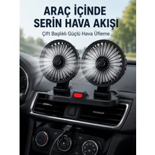 Lexroo Ayarlanabilir Çift Başlıklı Sessiz Araç Içi Vantilatör