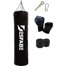 Brf Store Isoprıme Boxing Star 120X32 cm Zincirli Boks Kum Torbası Siyah+Askı Aparatı+Boks Eldiveni+El Bandajı