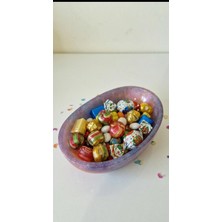 Lexroo El Yapımı Reçine Şekerlik, Oval Kase, Mor Simli, Dekoratif Sunum Kasesi