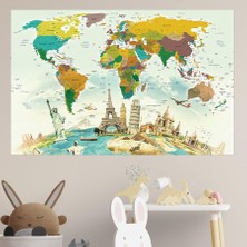 Marmara Avm Eğitici Öğretici Dünya Haritası Duvar Sticker, Fiziki Kreş Için (70X105 Cm.)