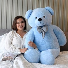 Marmara Avm 160 cm Dev Pelüş Papyonlu Ayı, Yumuşak ve Sevimli Büyük Boy Oyuncak Ayı, Sarılmalık Ayı, Papyonlu Ayıcık, Sevgiliye Hediye Ayıcık (Mavi)