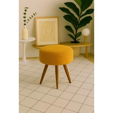 Maison Luré Yuvarlak Puf Bench Ahşap Retro Ayak Dekoratif Peluş Tabure
