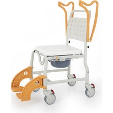 Medikaltec Banyo Tuvalet Sandalyesi Turuncu |soft Minderli,4 Frenli Teker,paslanmaz Gövde DM-8088C