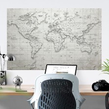 Marmara Avm Dünya Haritası Eğitici Öğretici Duvar Sticker, Ofis Dünya Haritası, Gri Renkli Dünya Haritası (100X150 Cm.)