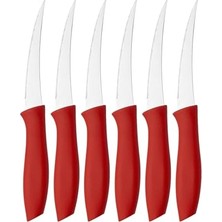 Marmara Avm Sebze ve Meyve Bıçağı, Çelik, Kırmızı, Lazer Kesim Tırtıklı Uç, 22 Cm, 6 Adet