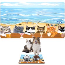 Marmara Avm Mama ve Su Evcil Hayvan Beslenme Matı; Kolay Temizlenen Emici Su Geçirmez Kumaş, Küçük Orta Boy ve Büyük Kedi ve Köpekler Için Dayanıklı Köpek Kedi Paspas (40X60, Summer Cats)