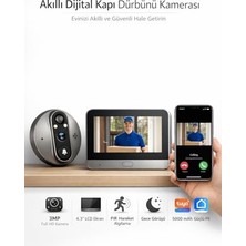 Marmara Avm Akıllı Kapı Dürbünü Kamerası 4.3 Inç Ekranlı Gece Görüşlü Pir Sensörlü Tuya Smart Wifi 3 Mp Iç Mekan