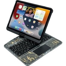 Marmara Avm Ipad Air 4/5/6.nesil 2022/2024 ile Uyumlu Klavyeli Kılıf 360 Dönebilen Rgb Tuşlu Touchpad, Pembe