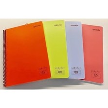 Marmara Avm A4 80 Yaprak Çizgili Telli Defter Pastel Renk Plastik Kapak Göz Yormayan Krem Renk Kağıt 17
