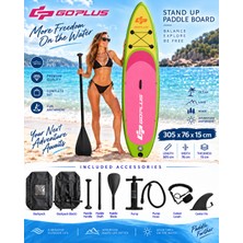 Goplus HMI100 305X76X15 cm Şişme Sup Board  Stand Up Paddle Board – Pompa Kürek Seti – 200 kg Taşıma Kapasiteli
