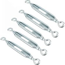 Marmara Avm Galvaniz Çelik Gerdirme Aparatı, Çift Taraflı Kanca Uçlu Metal Halat Gergi Ekipmanı, 12 Mm, 5'li Set