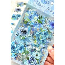 Marmara Avm Kolbi Craft 6 Sayfa 60 Adet Şeffaf Büyük Mavi Çiçek Sticker Bullet Journal Scrapbook Laptop Ajanda Planlayıcı