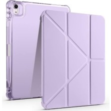 Marmara Avm Apple ile Uyumlu iPad Air 11 2024 Tri Folding Kalem Bölmeli Standlı Kılıf, Lila