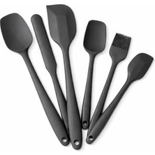 Marmara Avm 6 Parça Silikon Mutfak Gereçleri Seti, Isıya Dayanıklı Spatula, Fırça ve Kaşık Seti, Yapışmaz Tencere Dostu, Kırmızı, Siyah, Mor ve Koyu Füme Renk Seçenekleri (Koyu Füme)