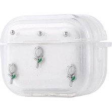 Marmara Avm Airpods Pro 2 Uyumlu Lale Desenli Airbag 44 Simli Şeffaf Kutup Kılıf