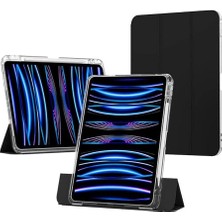 Marmara Avm iPad Air 11INÇ M2/m3, Air 4/5. Nesil 10.9 Uyumlu 2025-2024 Siyah Akrilik Şeffaf Kılıf, Kalem Bölmeli