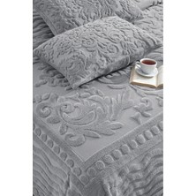 Loselya Gri Bohem Yatak Örtüsü 220 x 240 Çift Kişilik Peluş Yumuşak Welsoft 2 Adet Yastık Kılıfı Çeyiz
