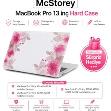 Marmara Avm MacBook Pro 13 Çiçek Desenli Kılıf A1706 A1708 A1989 A2159 A2251 A2289 A2338 M1 M2 Uyumlu, Baskılı Sert Kılıf, Pembe