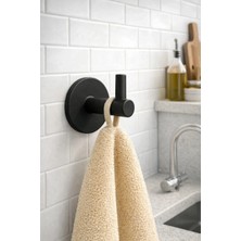 Maison Luré Siyah Metal Yapışkanlı Duvar Askısı Mutfak Banyo Antre Çok Amaçlı Askılık