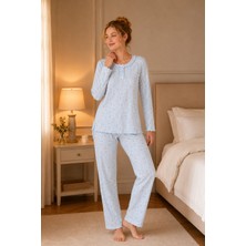 Evia Angelique %100 Pamuk Uzun Kol Kadın Pijama Takımı 40105-106