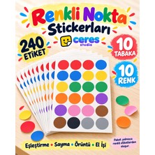 Ceres Studio Renkli Yuvarlak Nokta Sticker Etkinlik ve El Işi Etiket Seti